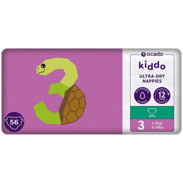 Ocado Kiddo Ultra-Dry Nappies Size 3 (4-9kg)   56 per pack