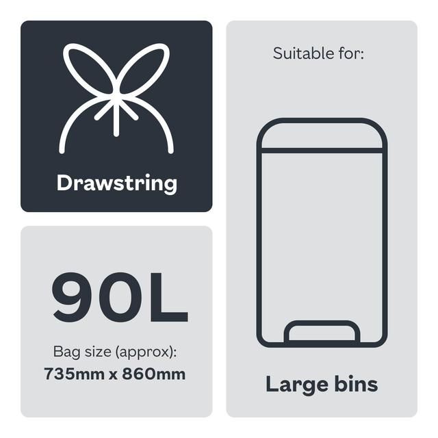 Ocado Large Black Drawstring Refuse Sacks    15 per pack