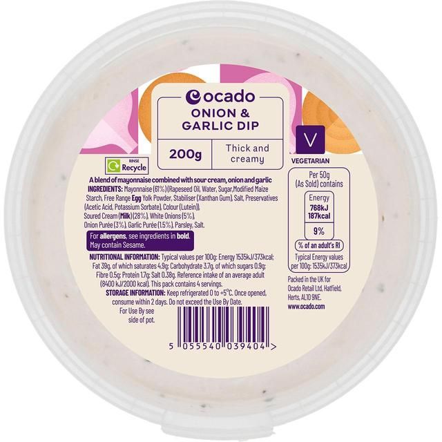 Ocado Onion &amp;amp; Garlic Dip   200g