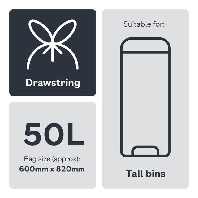 Ocado Tall Kitchen Bin Liner 50L   15 per pack