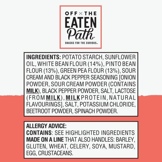 Off The Eaten Path Sour Cream Pea &amp;amp; Bean Sticks Sharing Bag Crisps   100g