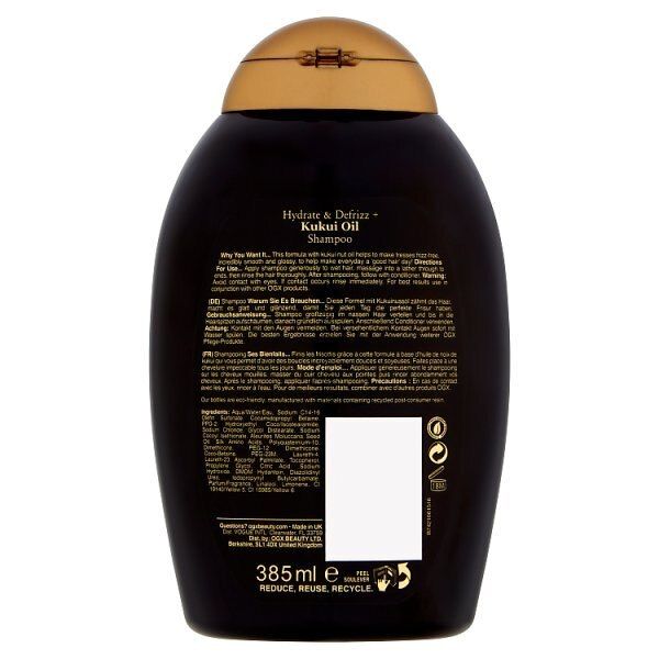 OGX Hydrate &amp;amp; Defrizz+ Kukui Oil pH Balanced Shampoo 385ml