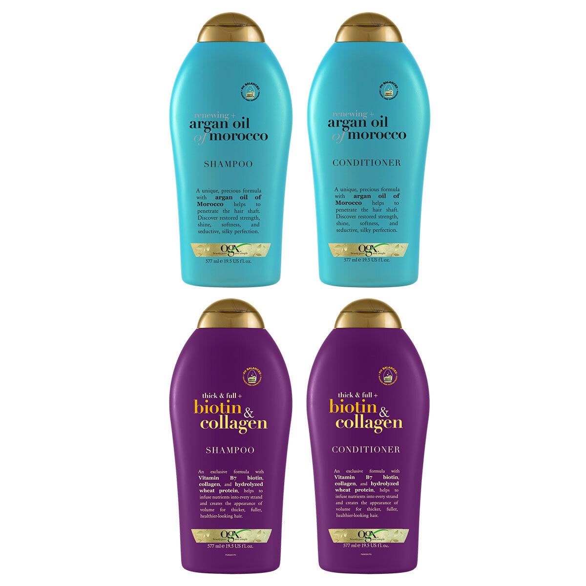 OGX Shampoo &amp;amp; Conditioner in 2 Varieties, 2 x 577ml