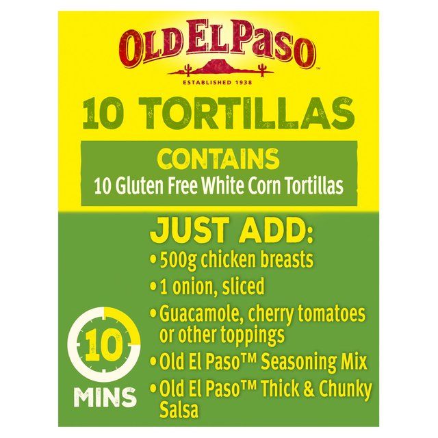 Old El Paso Small Gluten Free White Corn Taco Tortilla Wraps   10 per pack