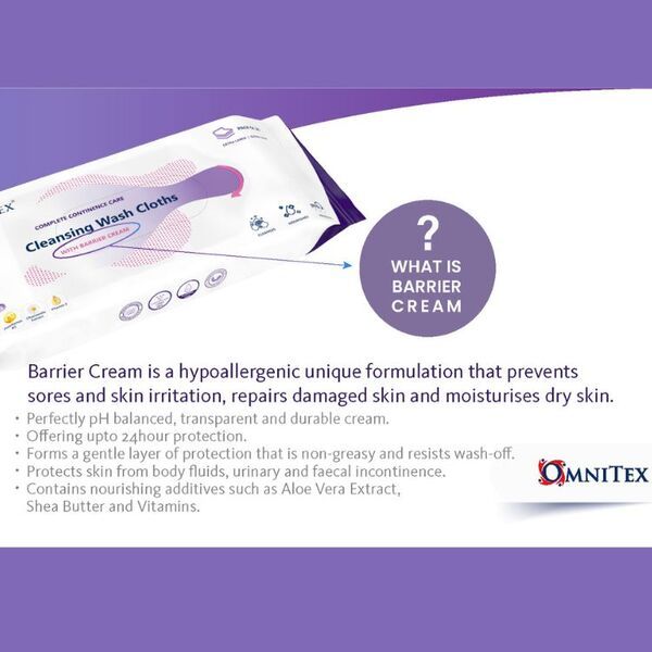 Omnitex Incontinence Cleansing Wipes with Barrier Cream 2x26