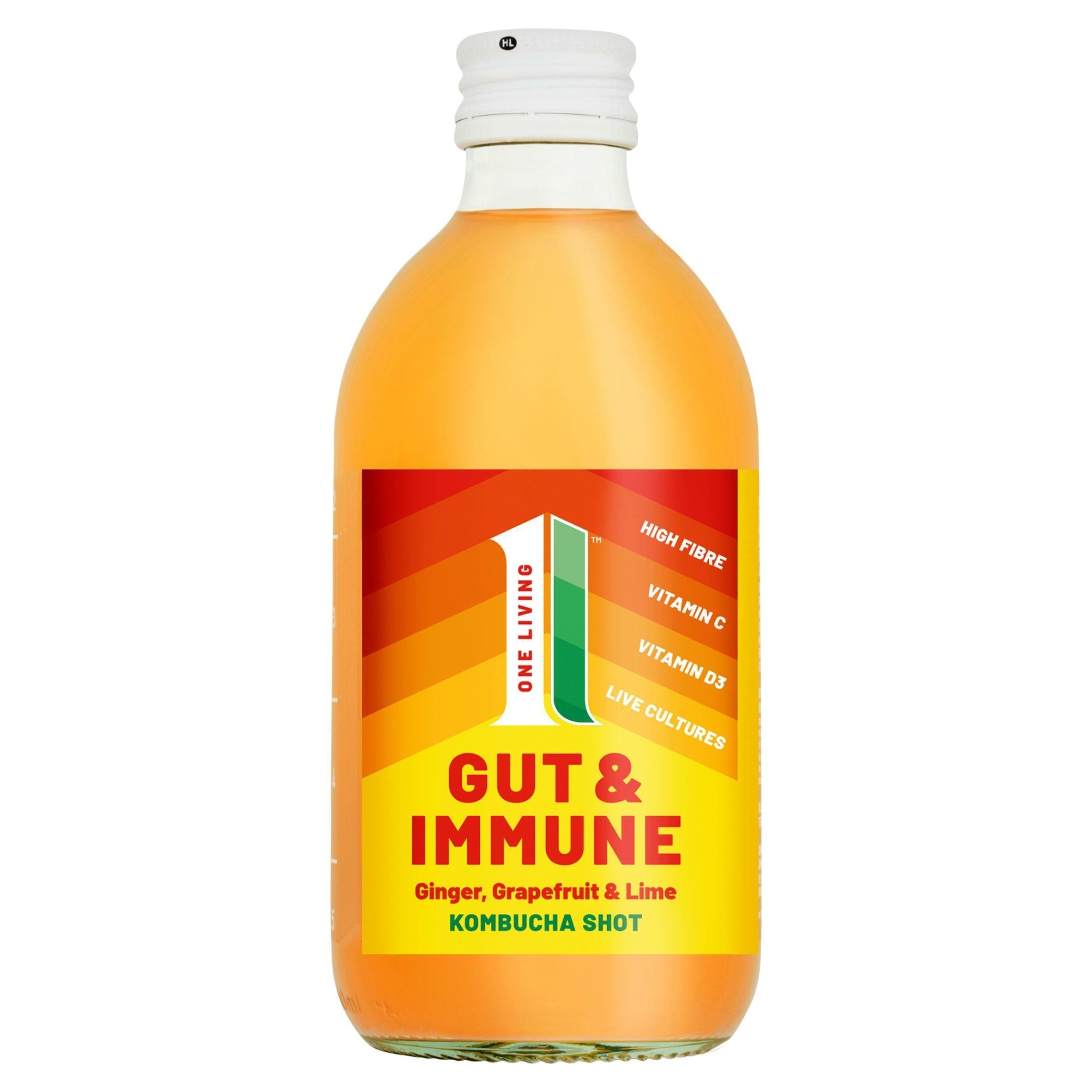 One Living Gut &amp;amp; Immune Ginger, Grapefruit &amp;amp; Lime Kombucha Shot 300ml