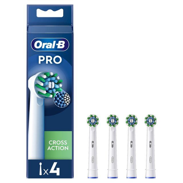 Oral-B CrossAction Toothbrush Heads - White   4 per pack