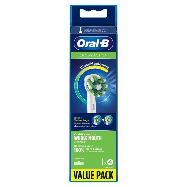 Oral-B CrossAction Toothbrush Heads - White   4 per pack