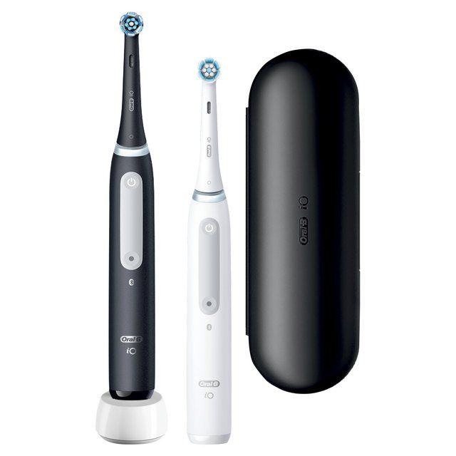 Oral-B iO 4 Black &amp;amp; White Electric Toothbrush Duo Pack + Travel Case   2 per pack