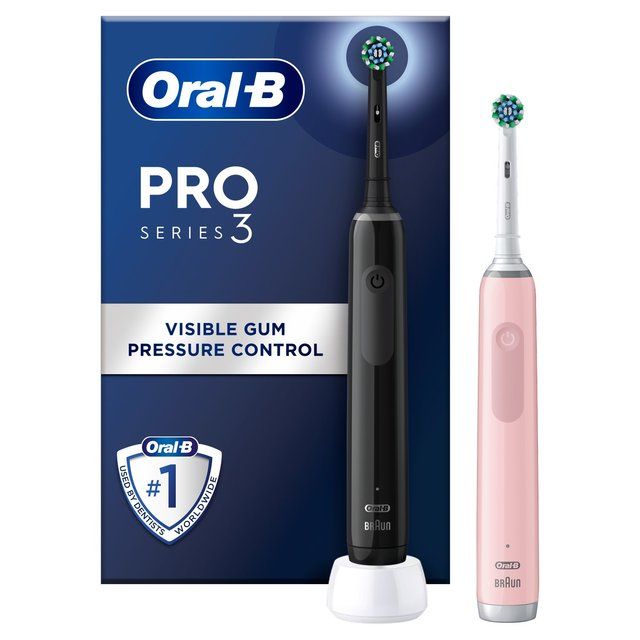 Oral-B Pro 3 3900 Black &amp;amp; Pink Duo Pack of 2 Electric Toothbrushes   2 per pack