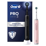 Oral-B Pro 3 - 3900 - Black &amp;amp; Pink Electric Toothbrush Duo Pack
