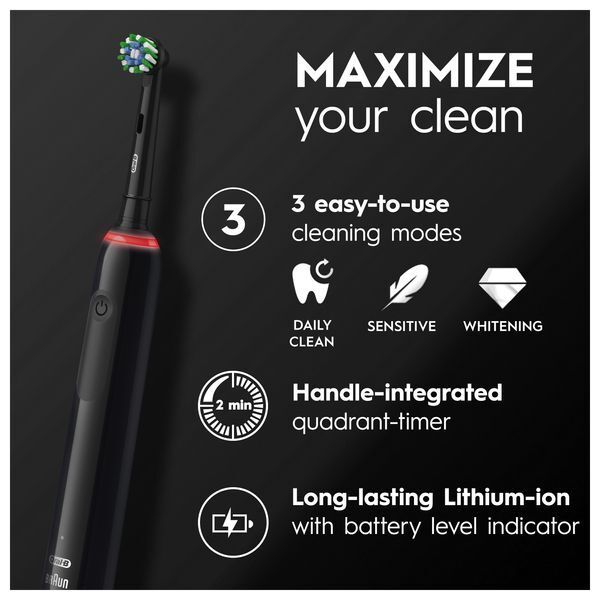 Oral-B Pro3 3500 Black Electric Toothbrush + Travel Case