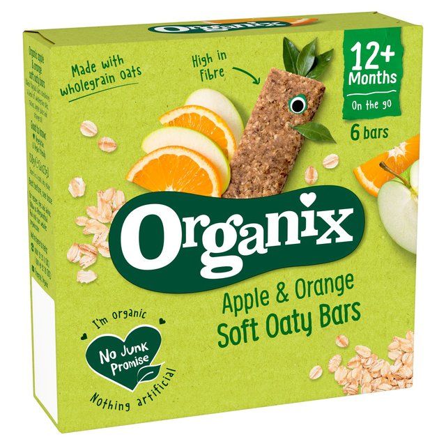 Organix Apple &amp;amp; Orange Organic Soft Oaty Bars Toddler Snack Multipack   6 x 23g