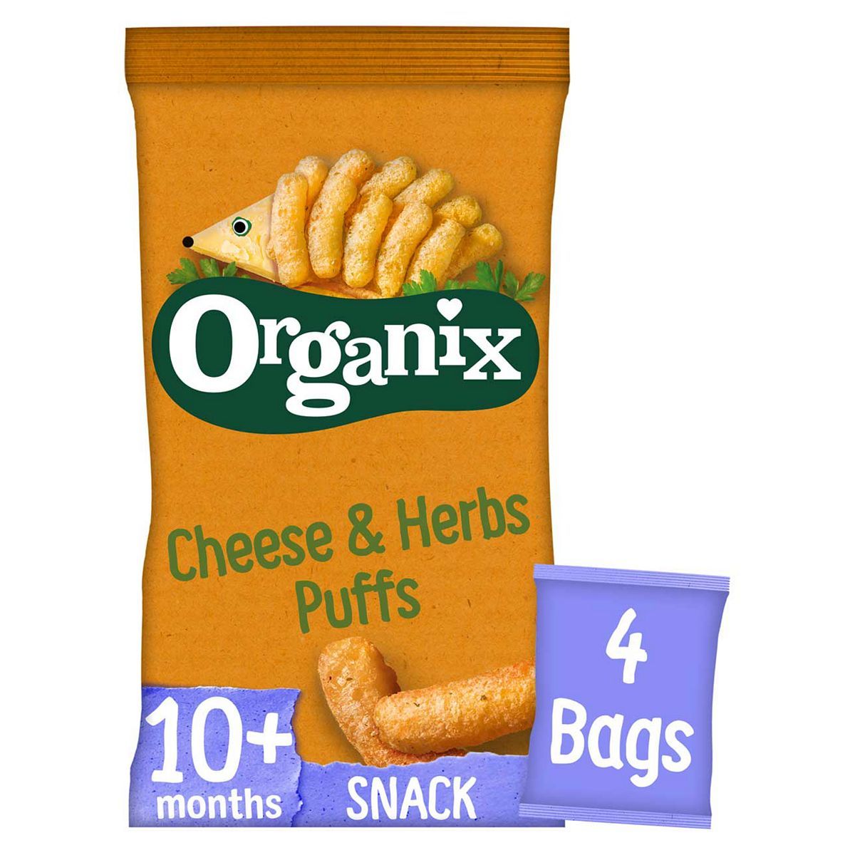 Organix Cheese &amp;amp; Herb Finger Food Toddler Snack Corn Puffs Multipack 4x15g