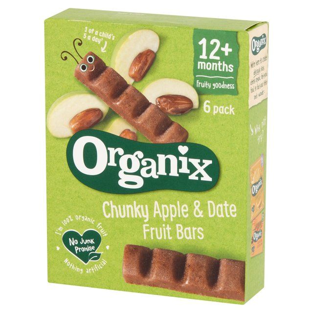 Organix Chunky Apple &amp;amp; Date Organic Fruit Bars Toddler Snack Multipack   6 x 17g