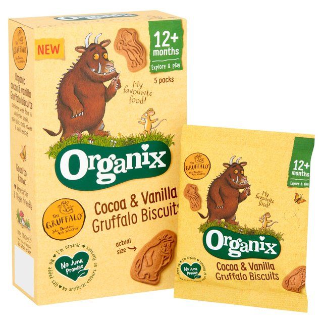 Organix Cocoa &amp;amp; Vanilla Organic Gruffalo Biscuits 12 mths+ Multipack   5 x 20g