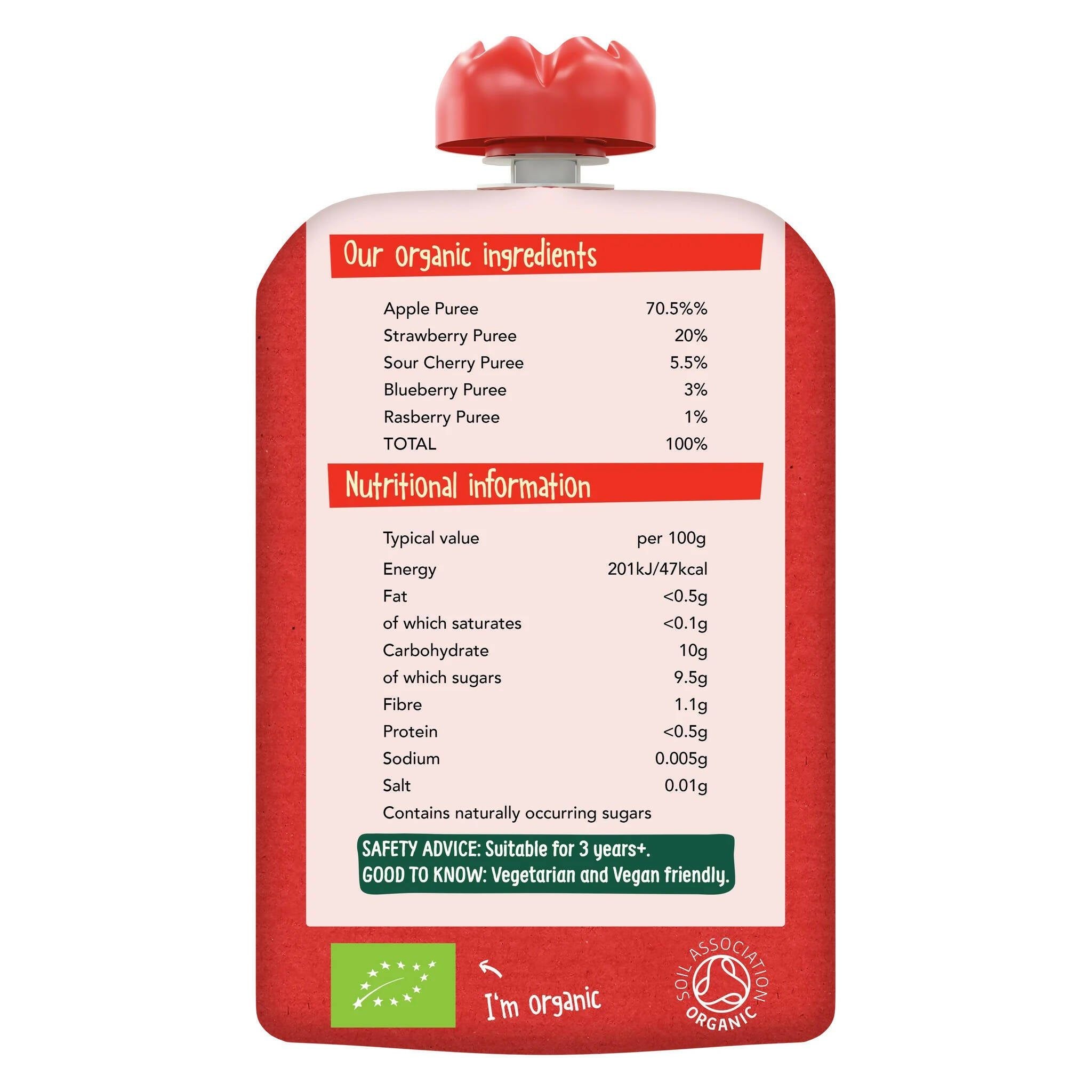 Organix KIDS Red Berries &amp;amp; Apple Smash Pouch Case (6x100g)