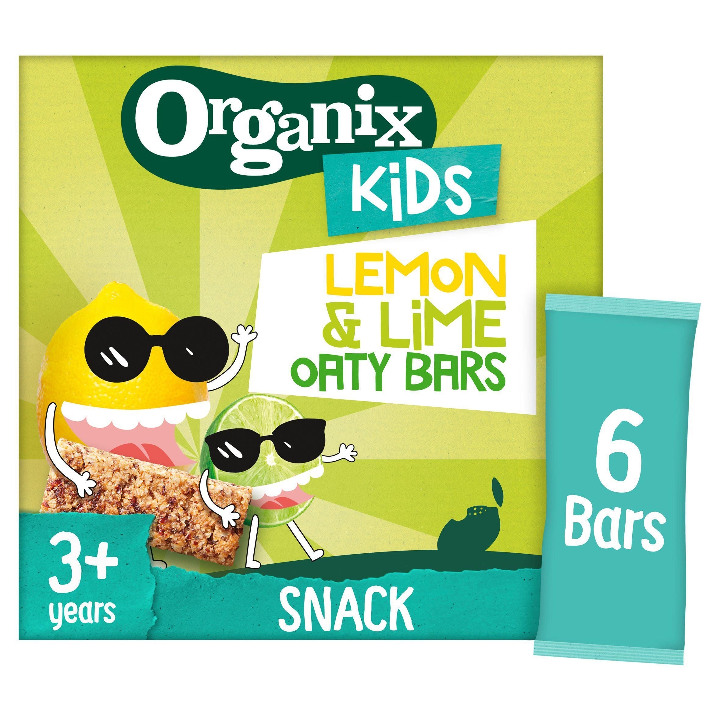 Organix Lemon &amp;amp; Lime Oaty Bars Lunchbox Kids Snacks Multipack 3 years+ 6x23g