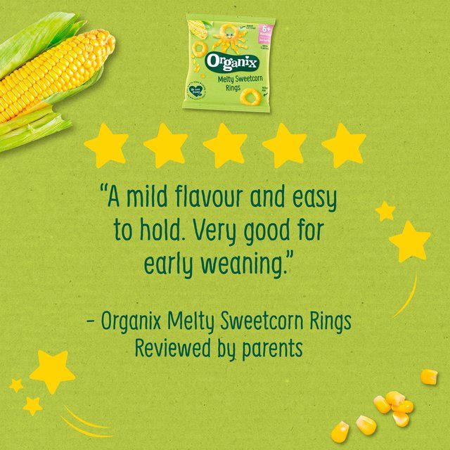 Organix Melty Sweetcorn Organic Rings Baby Snack 6 months+   20g
