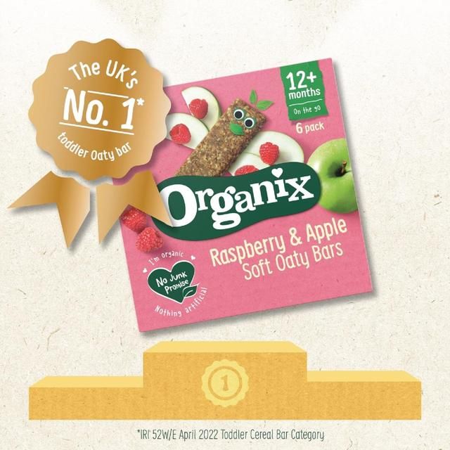 Organix Raspberry &amp;amp; Apple Organic Soft Oaty Bars Toddler Snack Multipack   6 x 23g