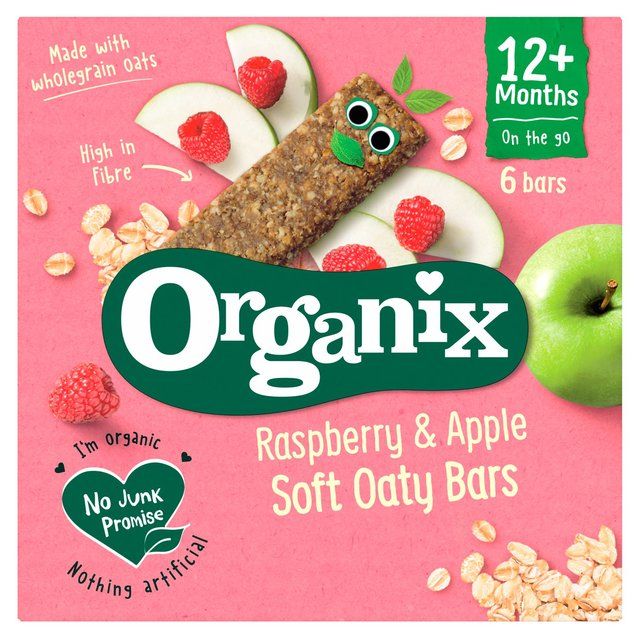 Organix Raspberry &amp;amp; Apple Organic Soft Oaty Bars Toddler Snack Multipack   6 x 23g