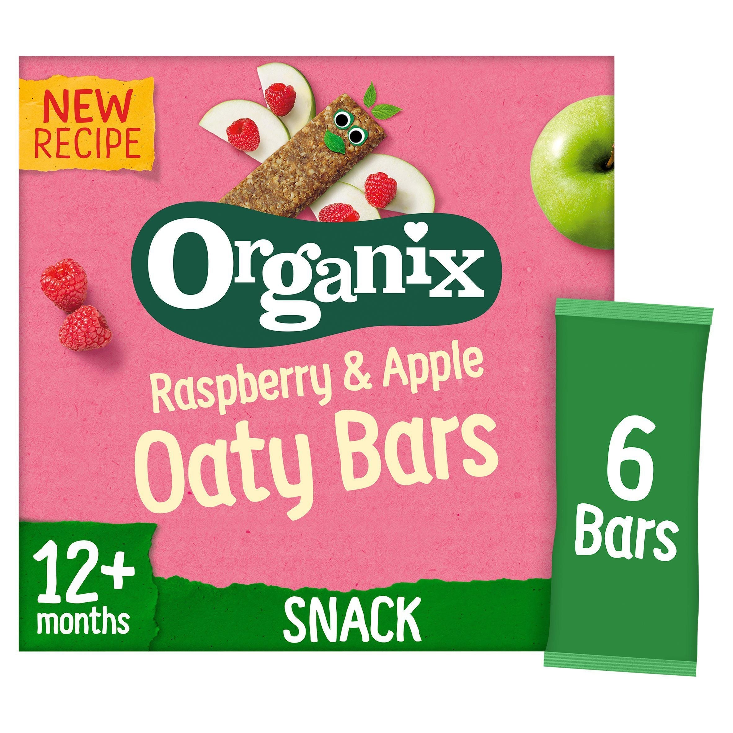 Organix Raspberry &amp;amp; Apple Soft Oaty Bars 12+ Months 6x23g