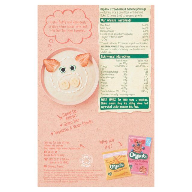Organix Strawberry &amp;amp; Banana Organic Baby Porridge 6 mths+   120g