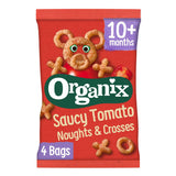 Organix Tomato Noughts &amp;amp; Crosses Organic Finger Food Toddler Snack Corn Puffs Multipack 4x15g