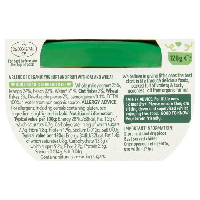 Organix Tropical Sunshine Bowl With Yoghurt Mango &amp;amp; Oats Toddler Food   120g