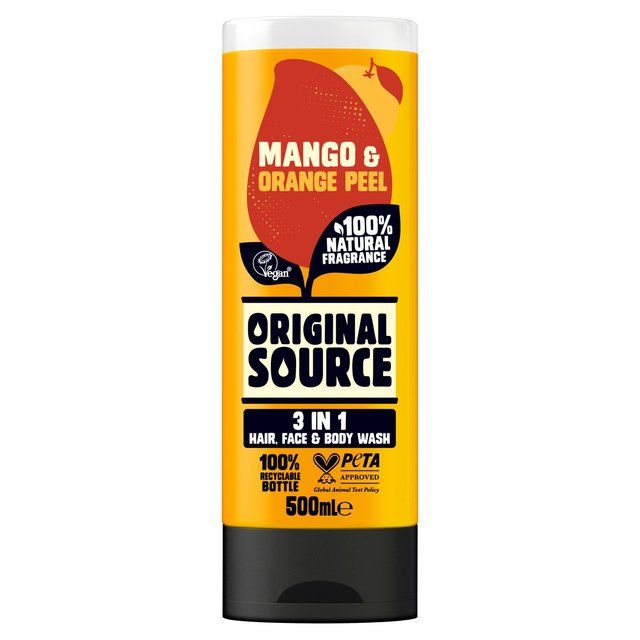 Original Source Mango &amp;amp; Orange Peel 3 in 1 Hair Face and Body Wash for Men   500ml