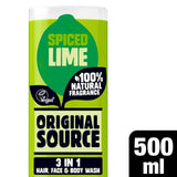 Original Source Spiced Lime 3 in 1 Hair Face and Body Wash for Men   500ml
