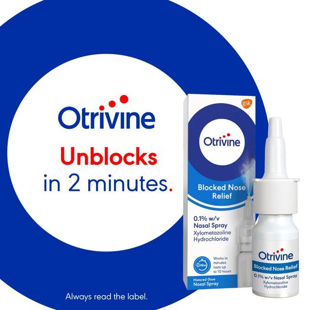 Otrivine Blocked Nose &amp;amp; Congestion Relief Nasal Spray   10ml