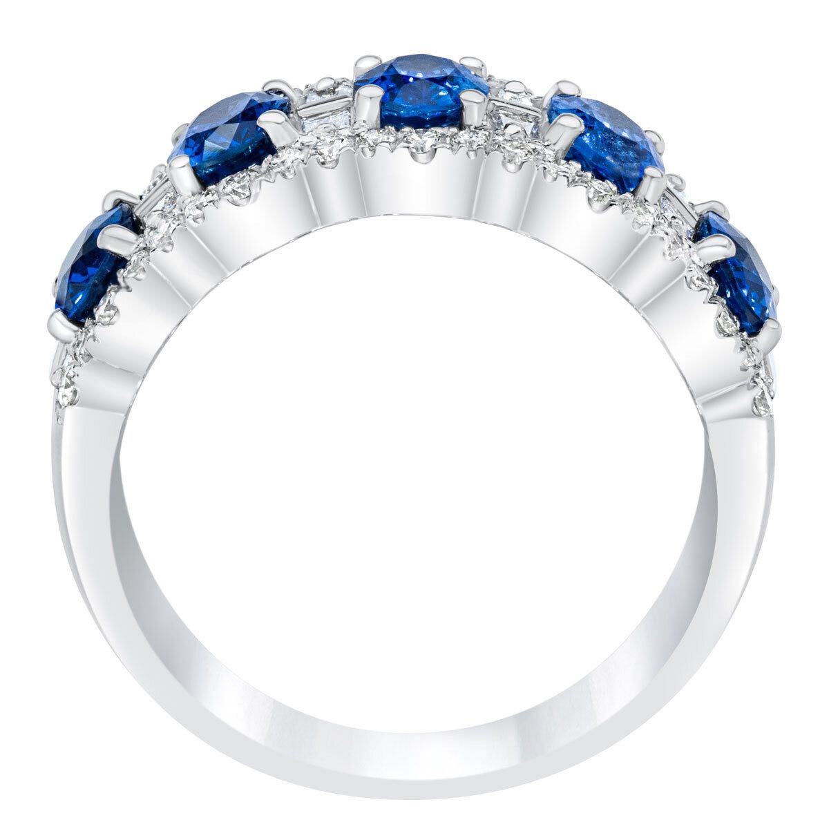 Oval Cut Blue Sapphire &amp;amp; 0.60ctw Diamond Ring, 14ct White Gold