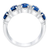Oval Cut Blue Sapphire &amp;amp; 0.60ctw Diamond Ring, 14ct White Gold