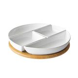 Over &amp;amp; Back Bamboo Lazy Susan with 4 Porcelain Dishes