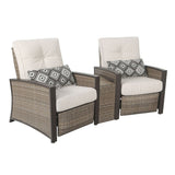 Pacific Casual Barcalounger Edgewater 3 Piece Cushioned Woven Aluminium Recliner Set
