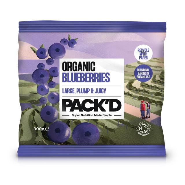 PACK'D Organic &amp;amp; Large Sun-Ripened Blueberries   300g