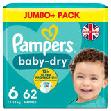 Pampers Baby-Dry Nappies Size 6 (13-18kg) Jumbo+ Pack   62 per pack