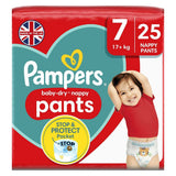 Pampers Baby-Dry Nappy Pants Size 7, 25 Nappies, 17kg+, Essential Pack