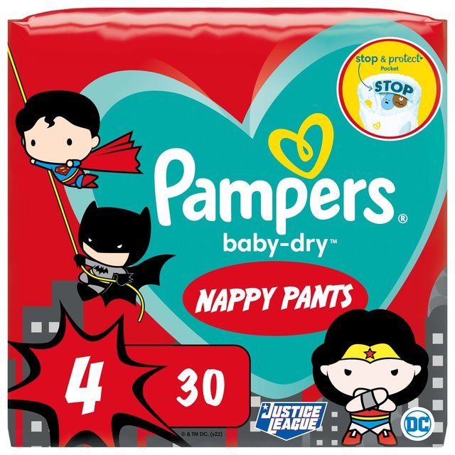 Pampers Baby-Dry Superhero Nappy Pants Size 4 (9-15kg)   30 per pack