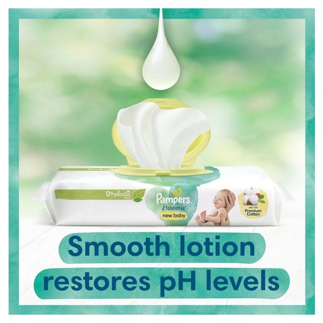 Pampers Harmonie New Baby Plastic Free Baby Wipes   46 per pack