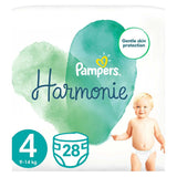 Pampers Harmonie Size 4, 28 Nappies, 9kg-14kg, Essential Pack