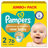 Pampers New Baby Nappies Size 2 (4-8kg) Jumbo+ Pack   76 per pack