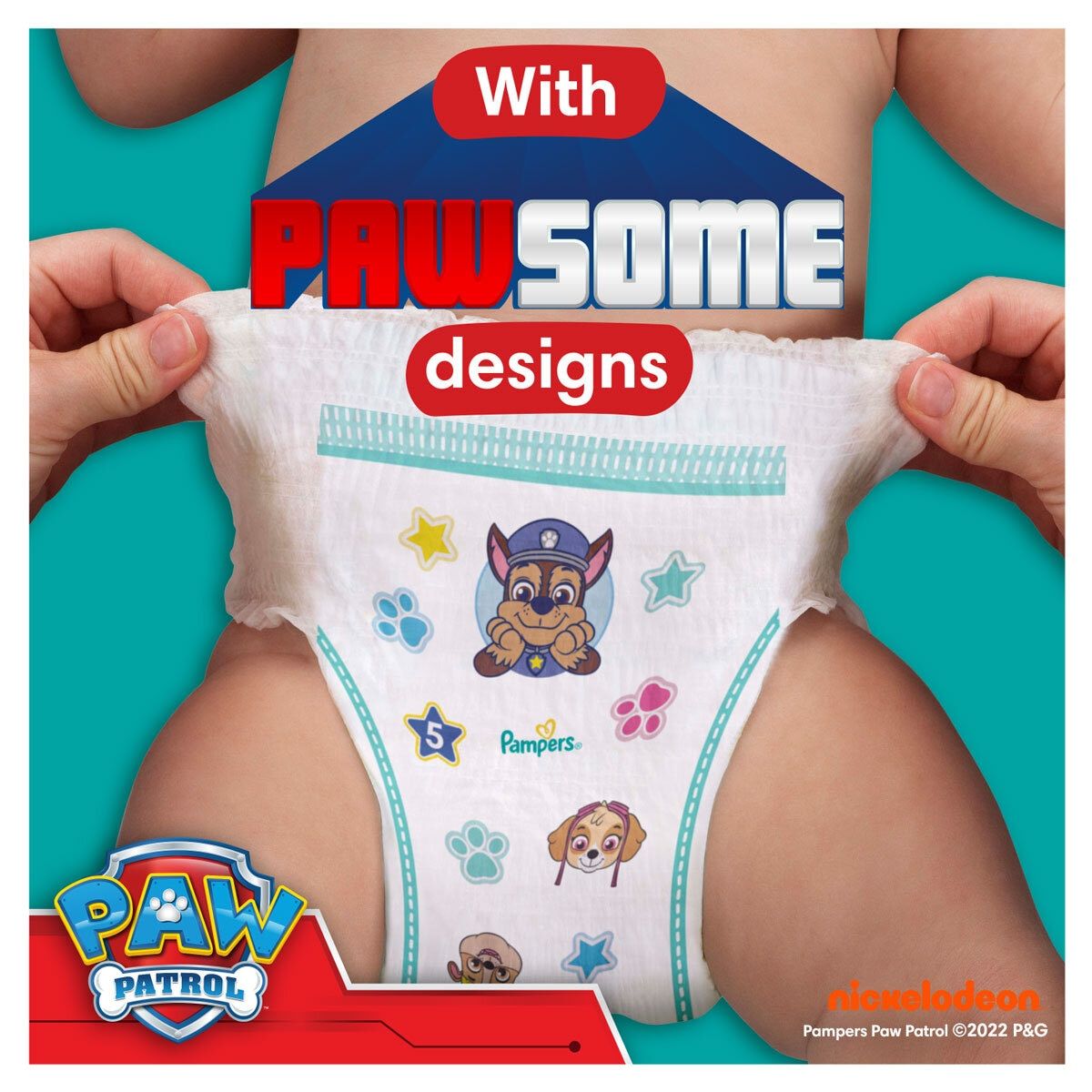 Pampers Paw Patrol Baby Dry Nappy Pants Size 4, 180 Pack
