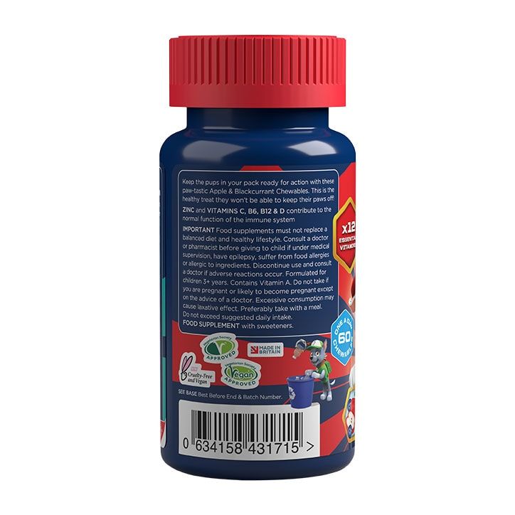 PAW Patrol Nickelodeon Immune Support Apple &amp;amp; Blackcurrant 60 Chewables