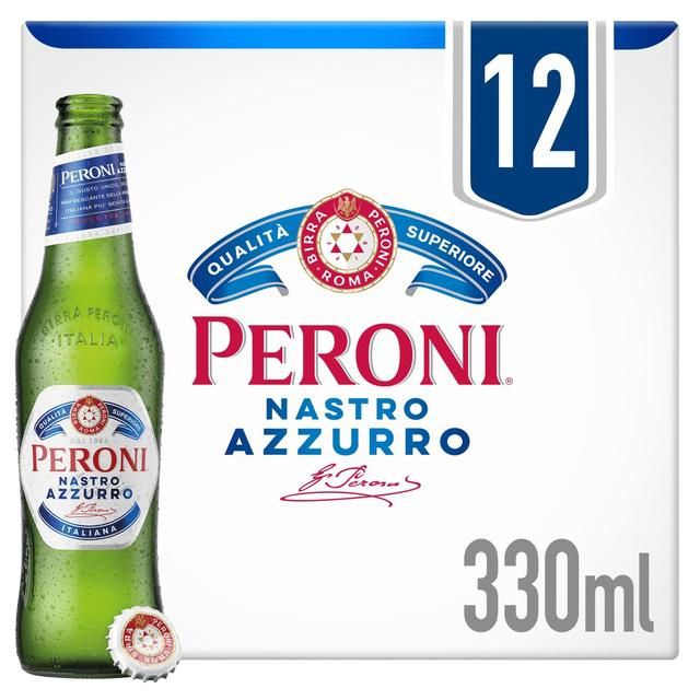 Peroni Nastro Azzurro Beer Lager Bottles   12 x 330ml
