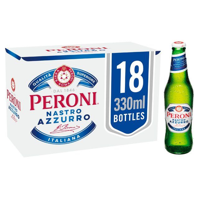 Peroni Nastro Azzurro Beer Lager Bottles   18 x 330ml