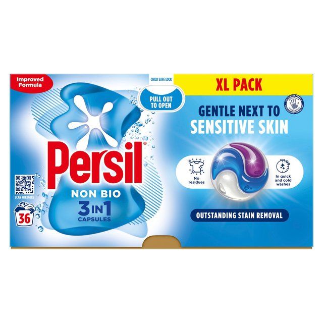 Persil Non Bio 3 in 1 Laundry Washing Detergent Capsules 36 Washes   36 per pack