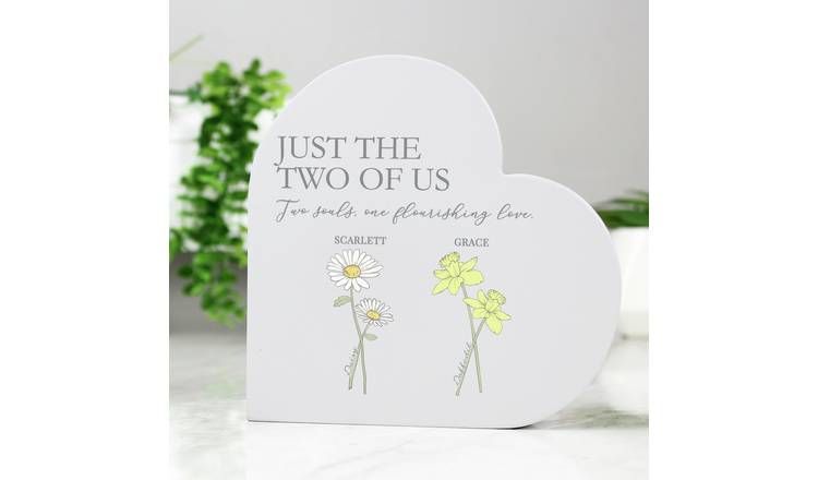 Personalised Message Flower Of The Month Heart Ornament