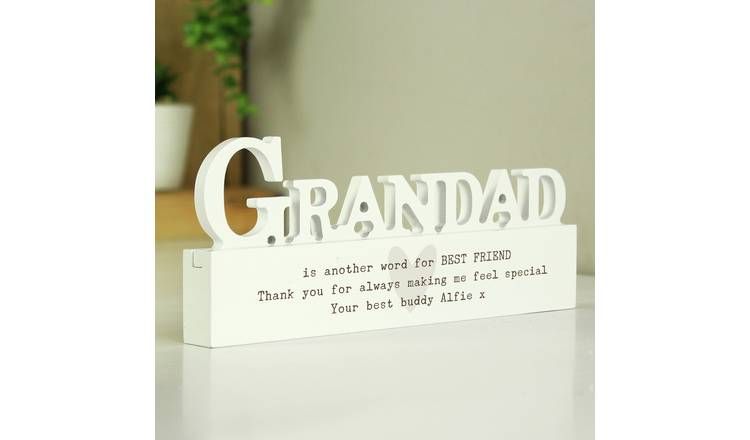 Personalised Message Free Text Heart Wooden Grandad Ornament